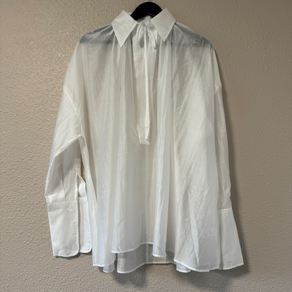 NWOT Helsa Poet Blouse White Sheer Romantic Tie Neck Top XS Chic Spring Break - Picture 6 of 9